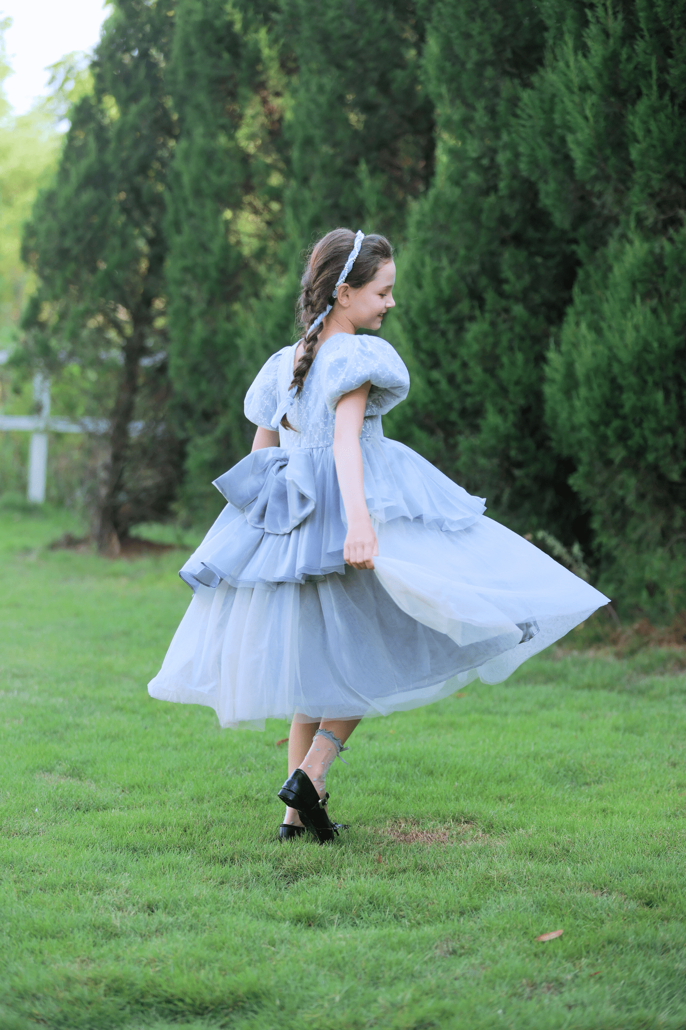 KIKI and JOJO | Girls Velvet Asymmetrical Hem Puff Sleeve Dress Gray Gray / 4-5 Years (110cm) KIKI and JOJO | Girls Velvet Asymmetrical Hem Puff Sleeve Dress Gray Gray / 4-5 Years (110cm)