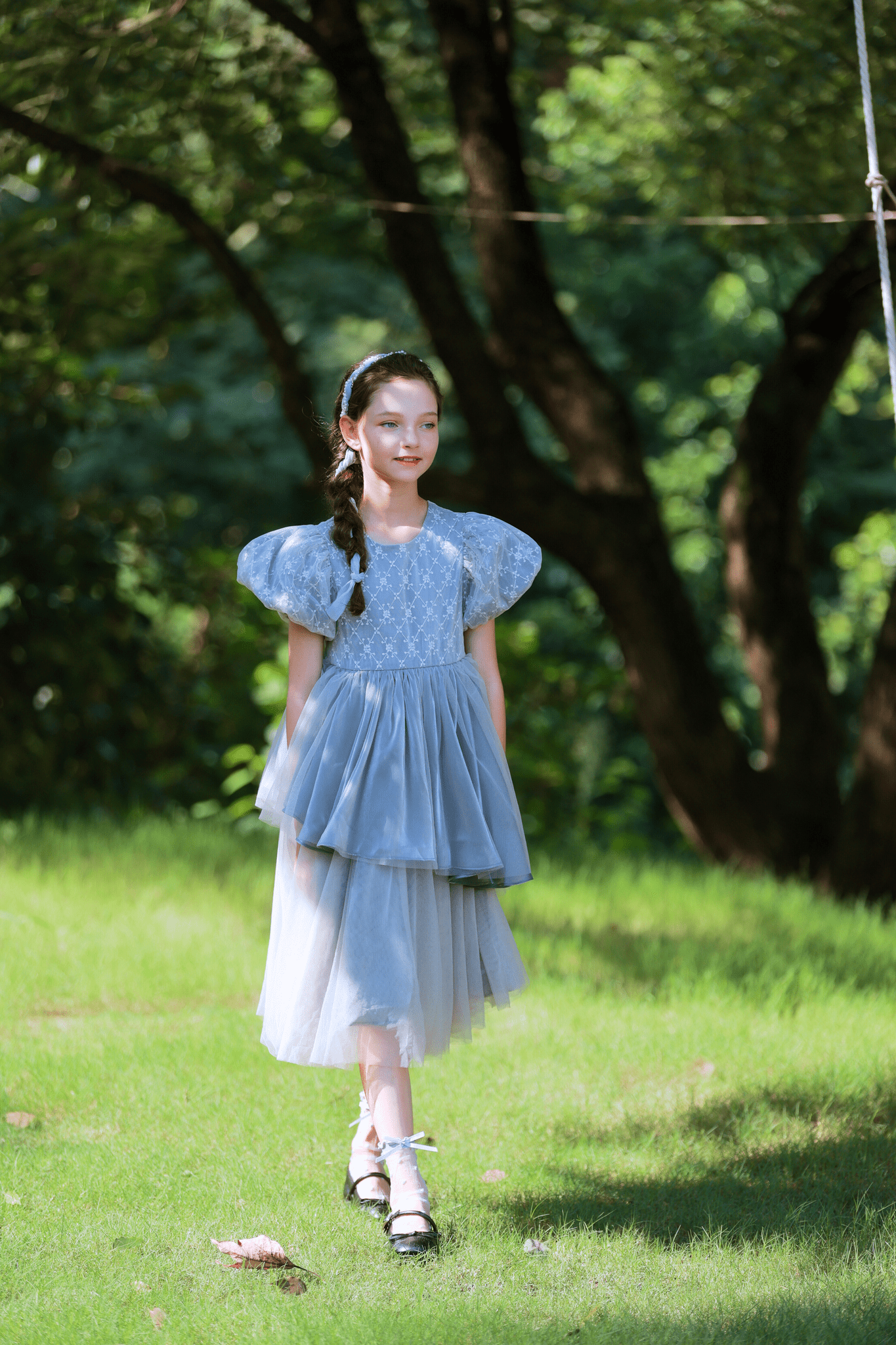 Kiki and Jojo | Girls Velvet Asymmetrical Hem Puff Sleeve Dress Gray Gray / 4-5 Years (110cm) Kiki and Jojo | Girls Velvet Asymmetrical Hem Puff Sleeve Dress Gray Gray / 4-5 Years (110cm)