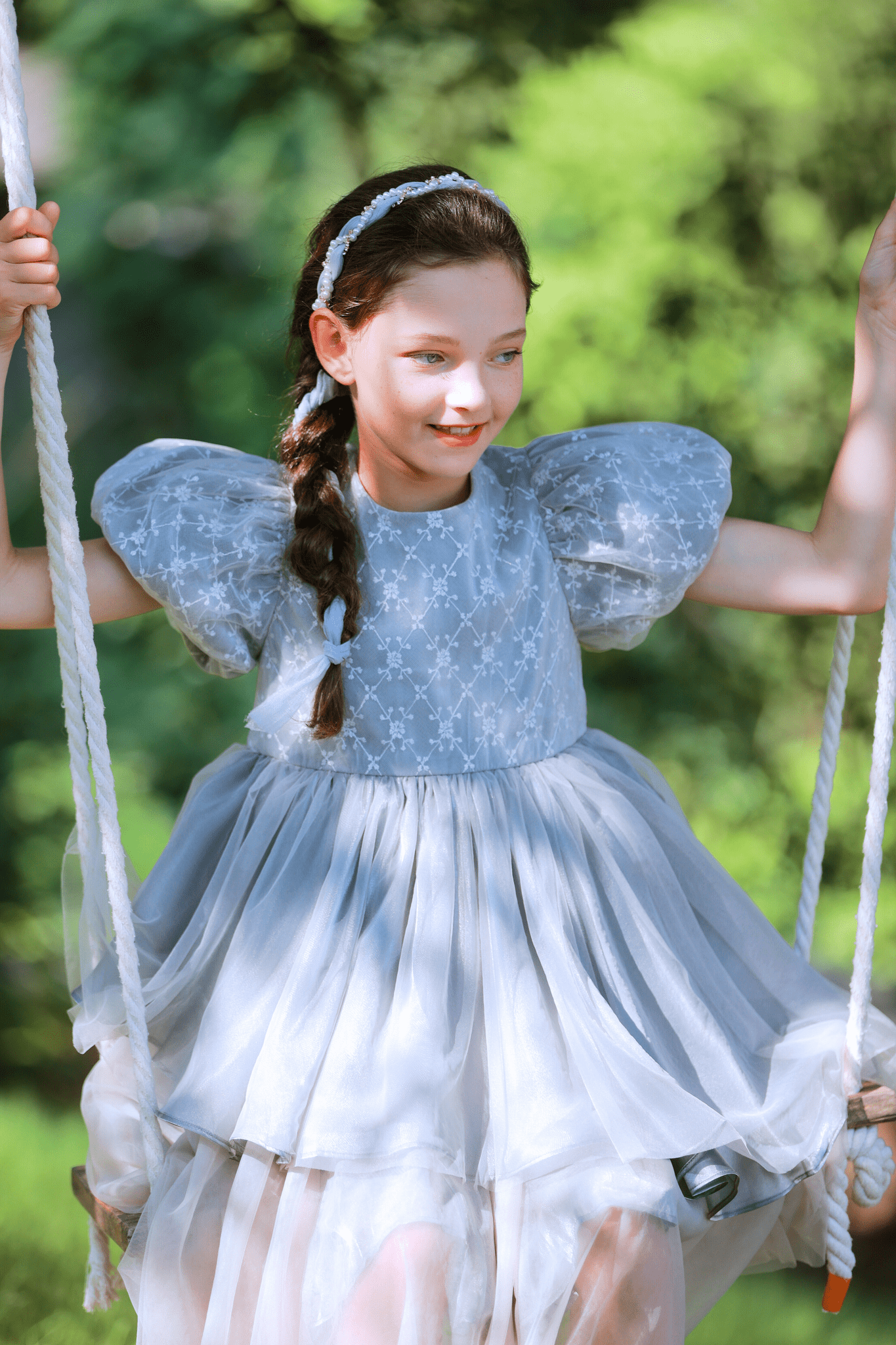 KIKI and JOJO | Girls Velvet Asymmetrical Hem Puff Sleeve Dress Gray Gray / 4-5 Years (110cm) KIKI and JOJO | Girls Velvet Asymmetrical Hem Puff Sleeve Dress Gray Gray / 4-5 Years (110cm)