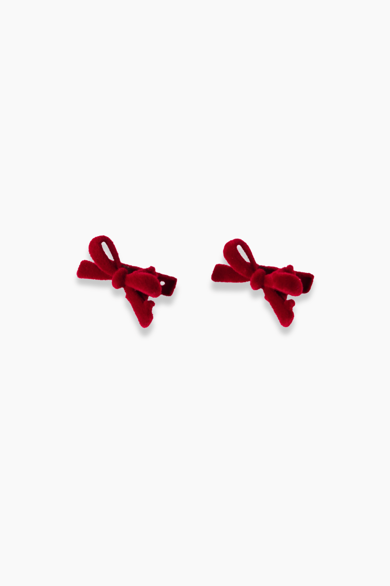 Girls Velvet Metal Bow Hair Clips (2 Pack) - Red