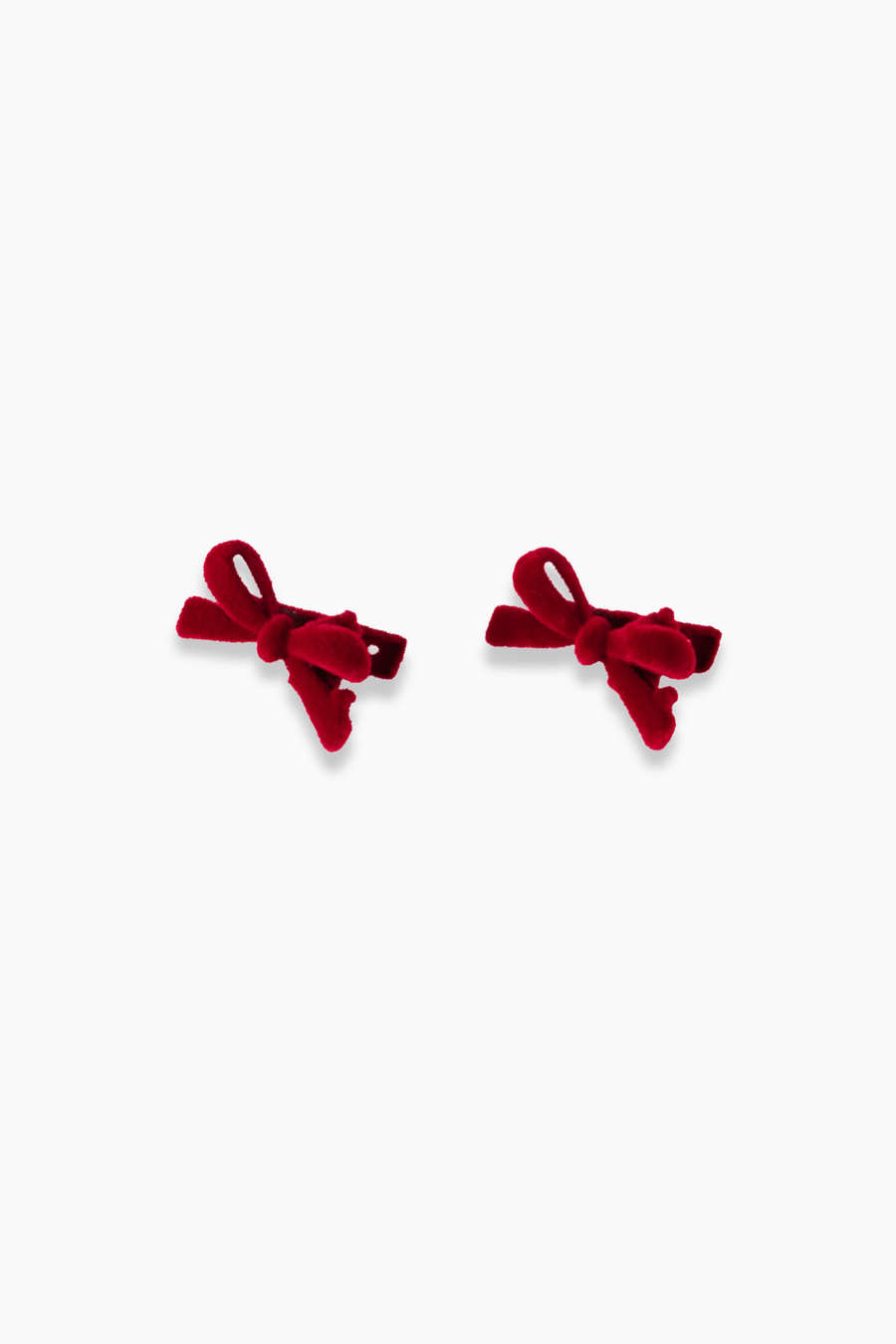 KIKI and JOJO Girls Velvet Metal Bow Hair Clips (2 Pack) in red are shown side by side on a plain white background.