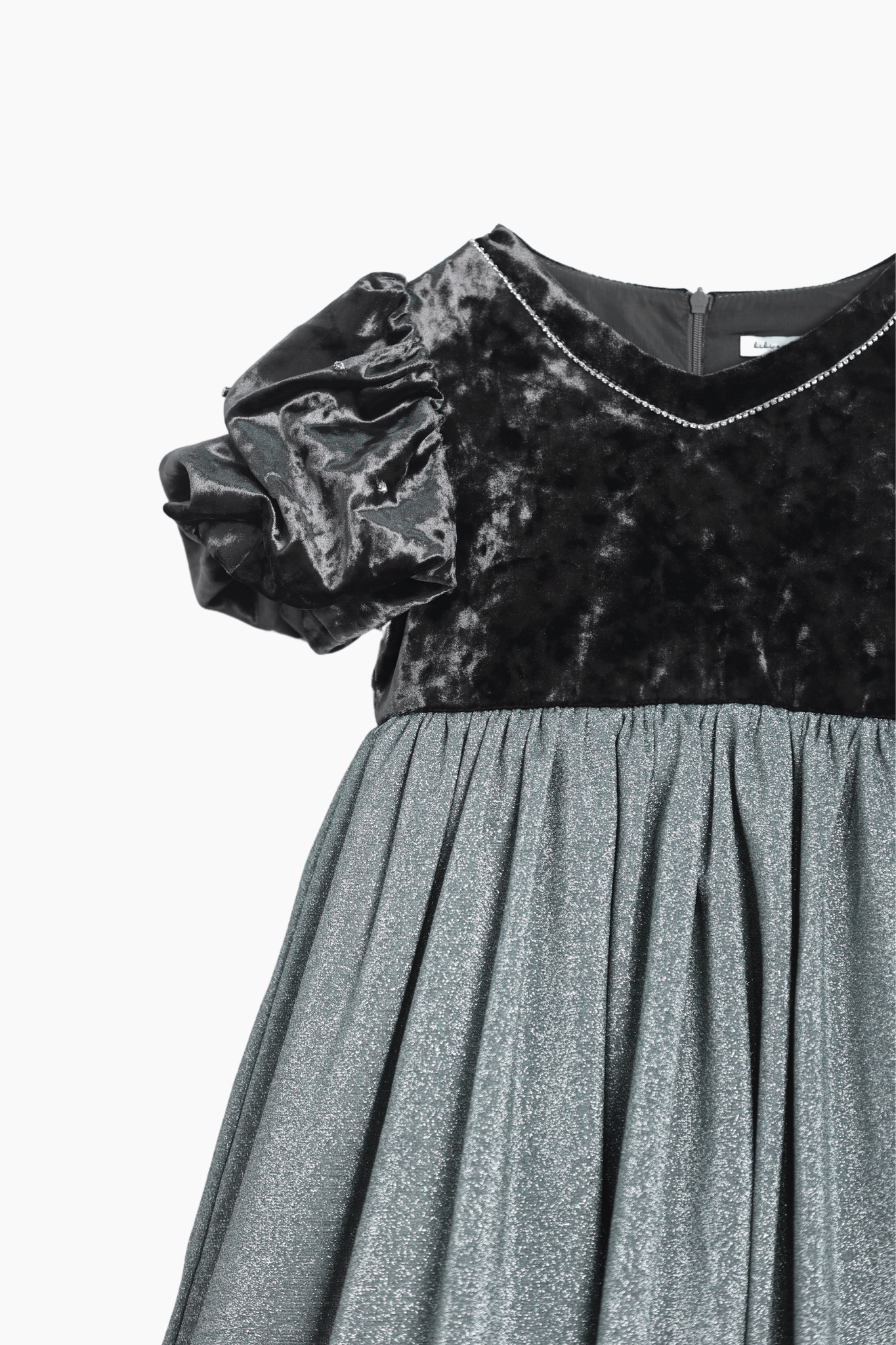KIKI and JOJO | Girls Velvet Puff Sleeve Dress with Rhinestone Trim – Forest Green Forest Green KIKI and JOJO | Girls Velvet Puff Sleeve Dress with Rhinestone Trim – Forest Green Forest Green