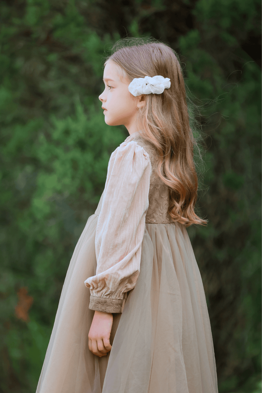 girls beige dress Beige Girls Maxi Tulle Dress 3-7 AGE 35060PR