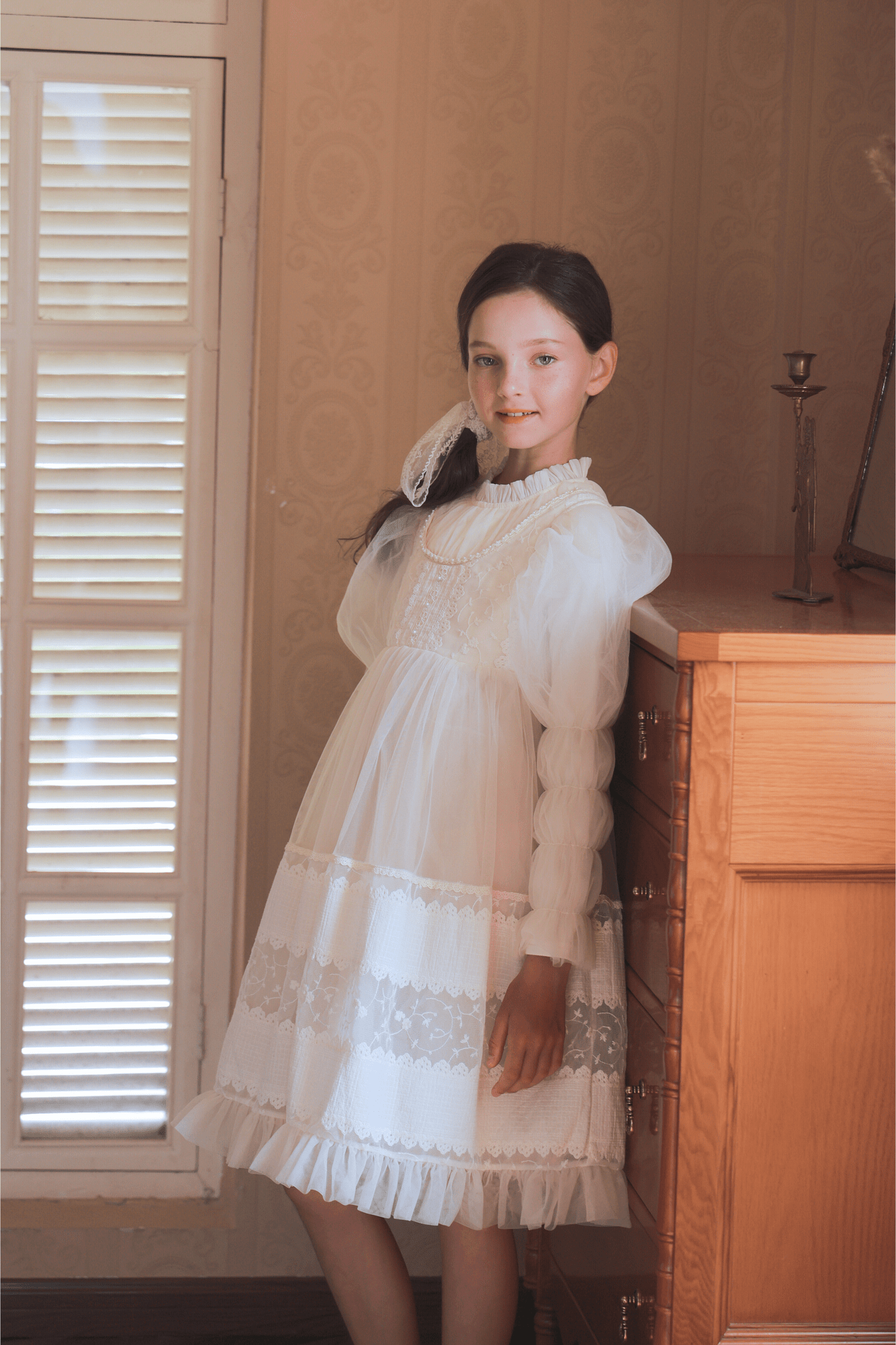 KIKI and JOJO | Girls Vintage Pearl Embroidered Tulle Dress Beige Beige / 3-4 Years (100cm) KIKI and JOJO | Girls Vintage Pearl Embroidered Tulle Dress Beige Beige / 3-4 Years (100cm)