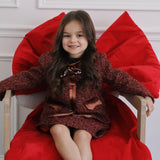 Girls Tweed Jacket – Burgundy Velvet Pearl