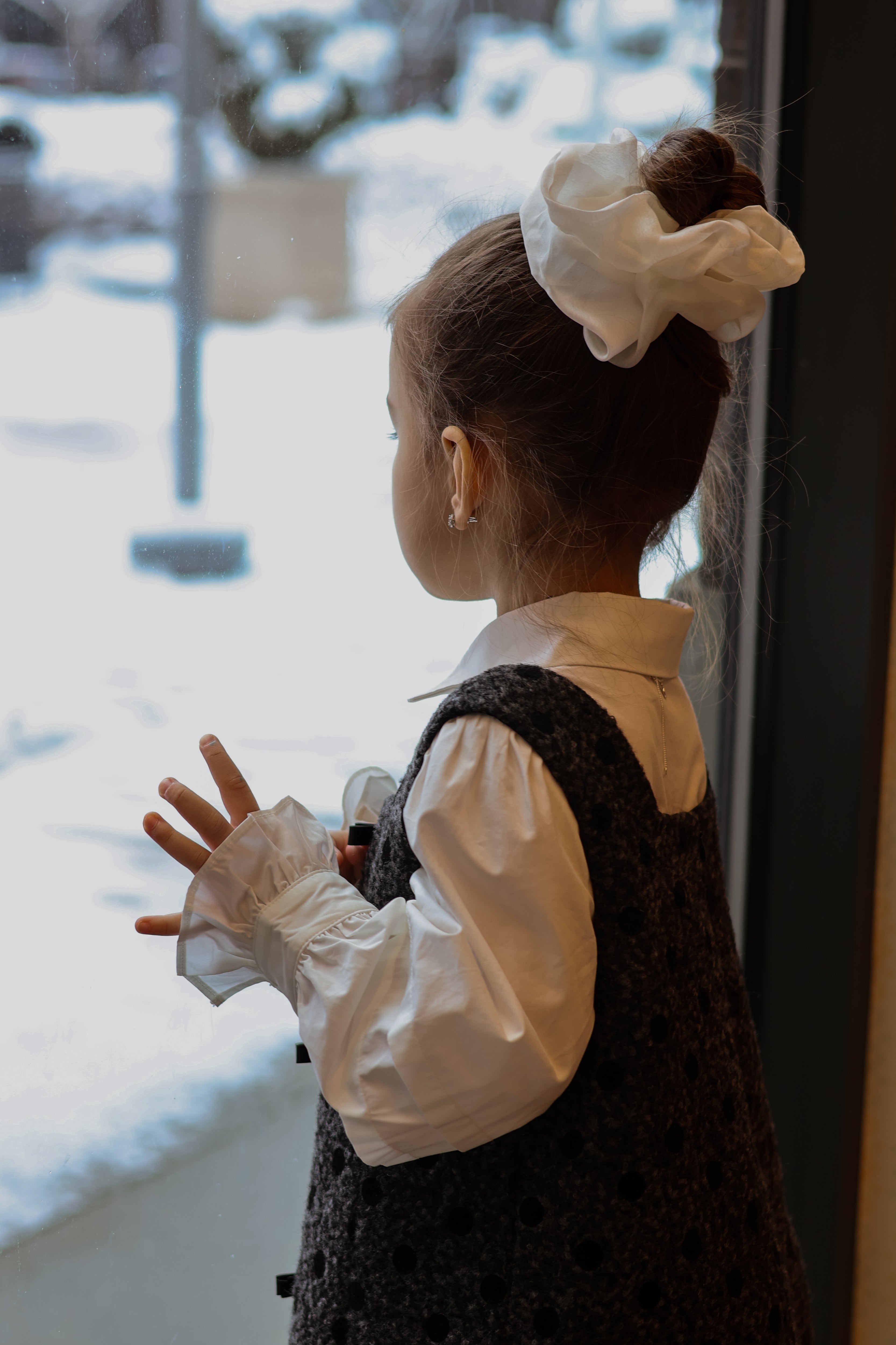 Girls Cloud White Organza Scrunchie