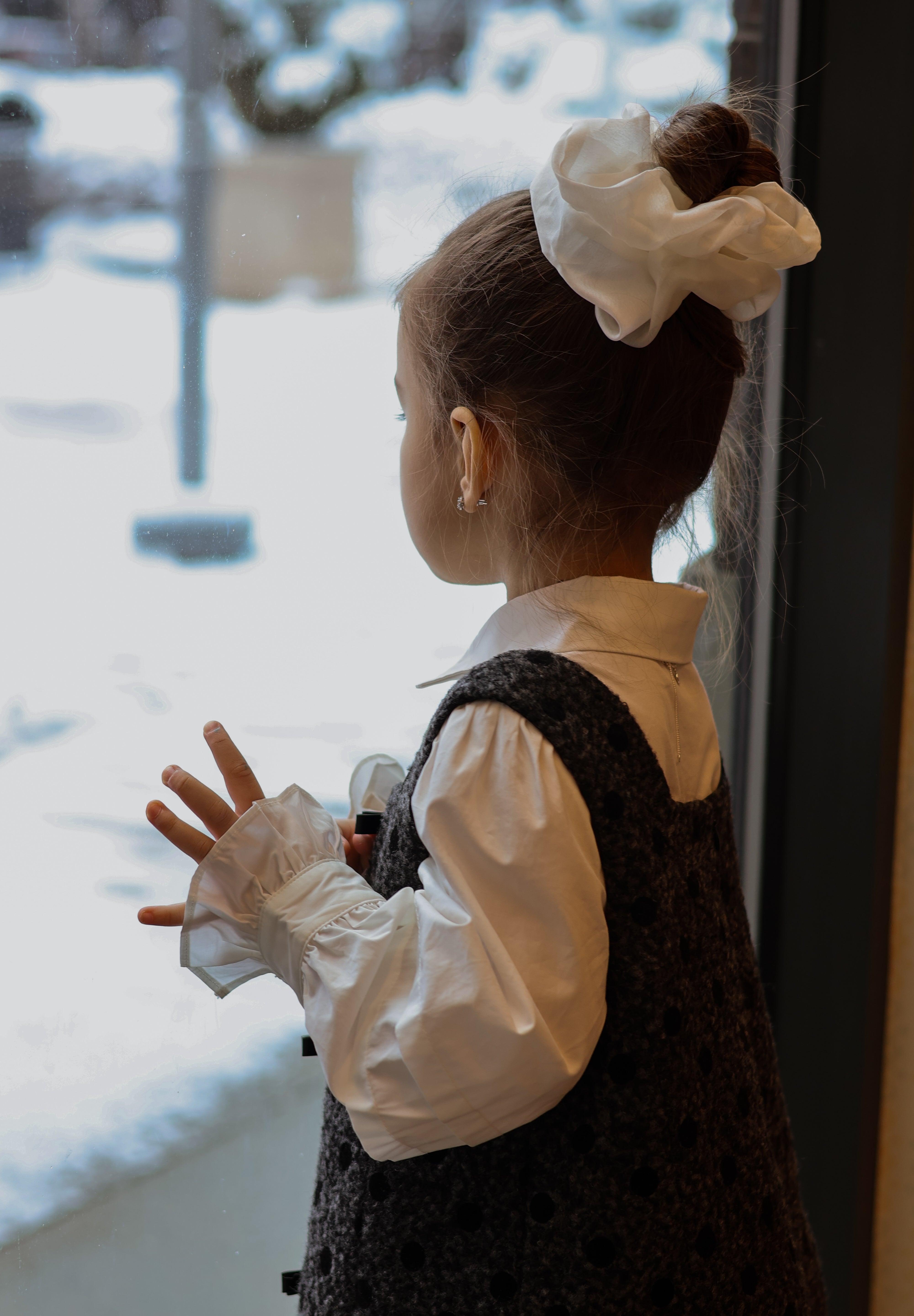 Girls Cloud White Organza Scrunchie