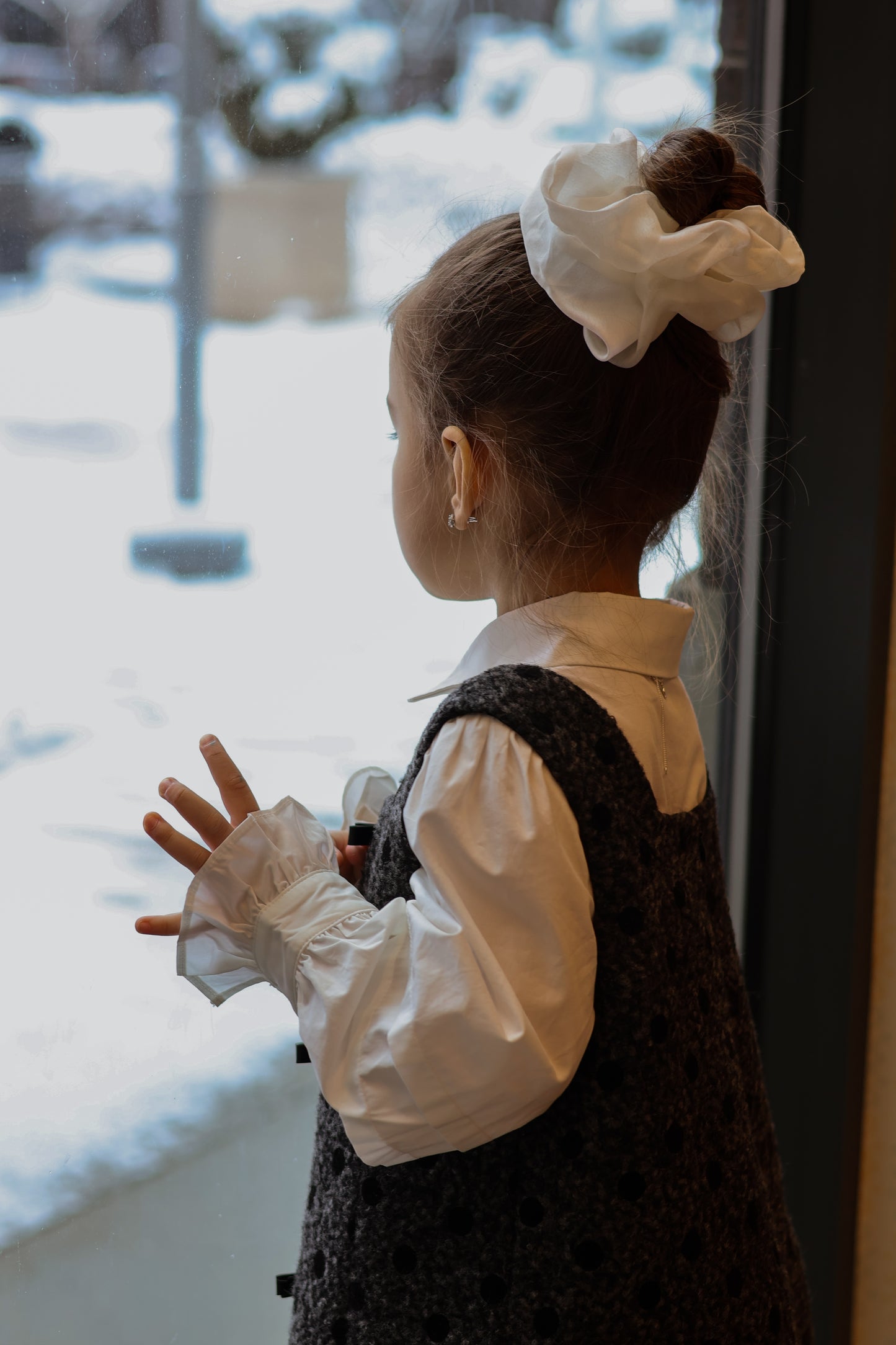 Girls Cloud White Organza Scrunchie