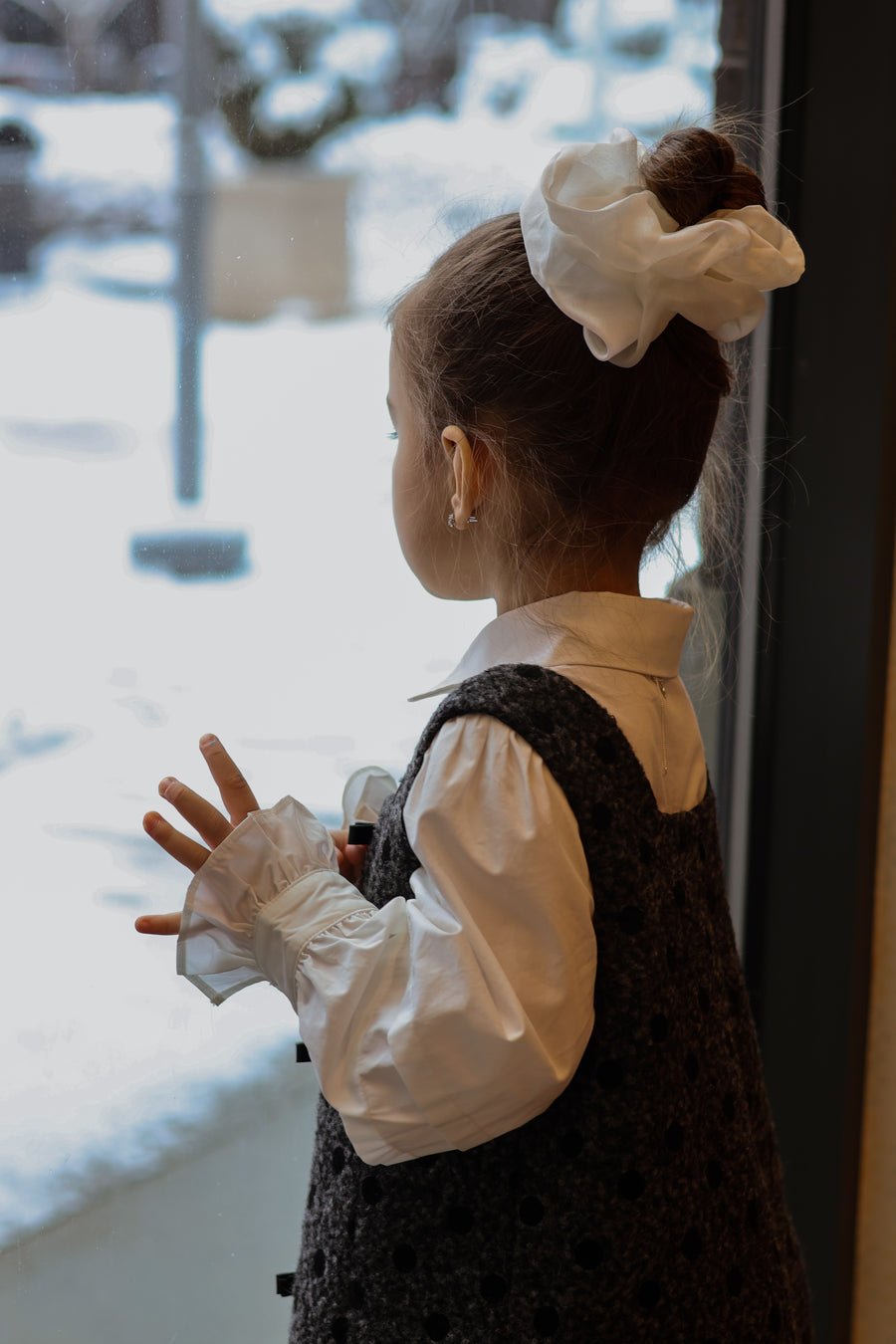 Girls Cloud White Organza Scrunchie